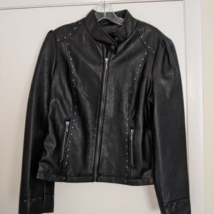 Black faux leather jacket with gunmetal studs